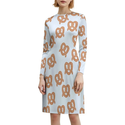 Cute Pretzel Print Women’s Streetwear Party Dress