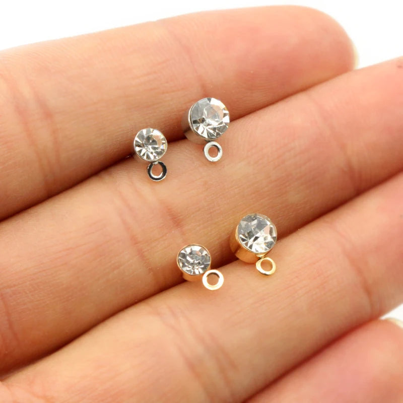 50pcs Zircon Stud Earrings Pins – DIY Jewelry Making Accessories