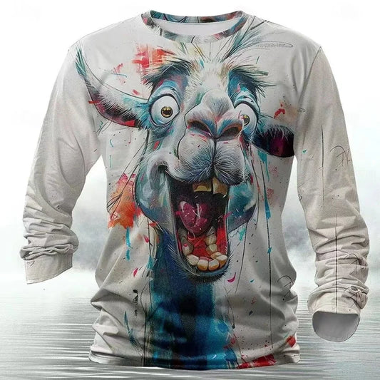 Funny Animal Design 3D Print Men’s Long Sleeve Shirt Casual Spring/Autumn