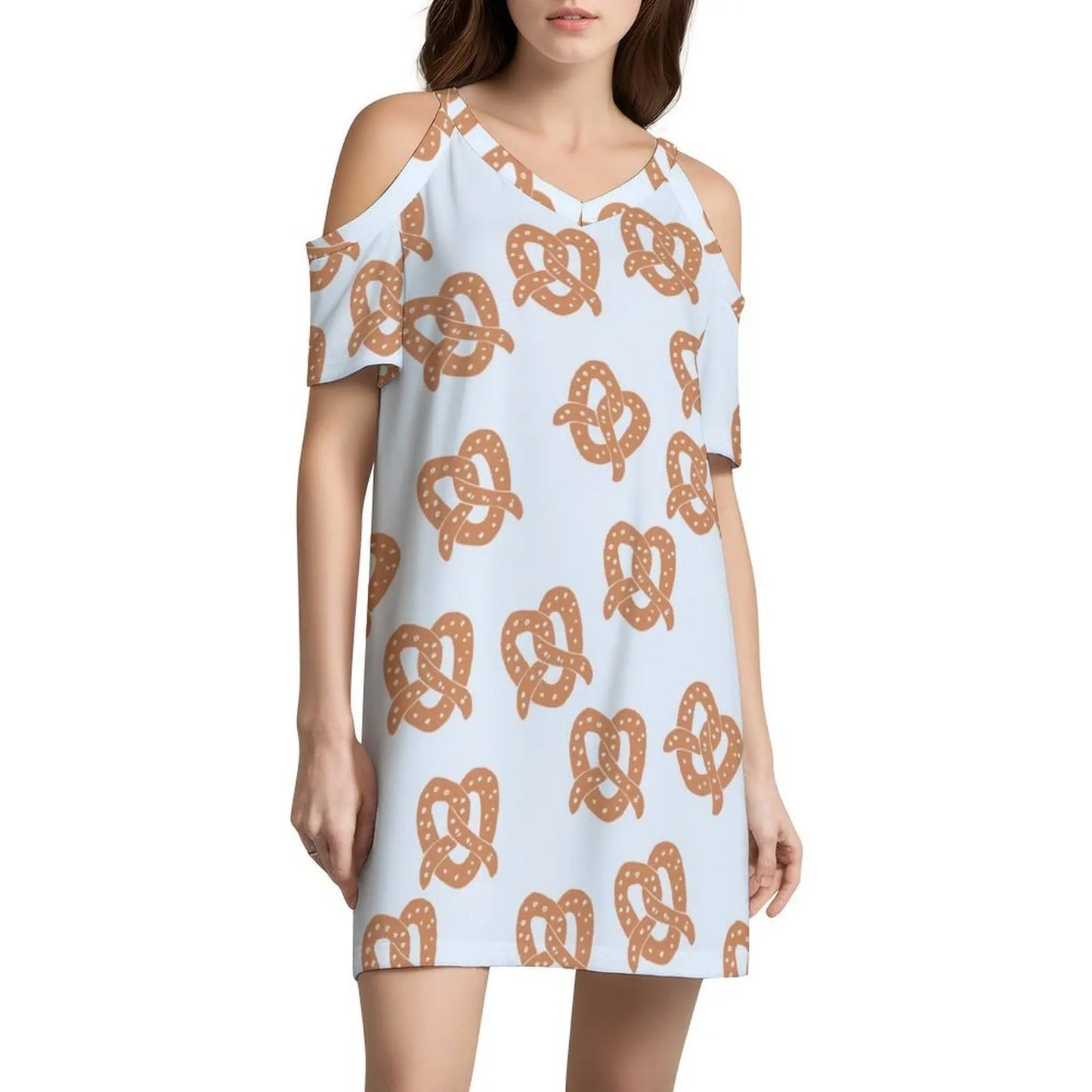 Cute Pretzel Print Women’s Streetwear Party Dress