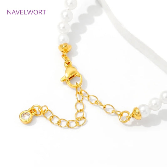 Extension Chain 18K Gold Plated Brass Extended Chain with End Beads Cap,For Bracelet Necklace Making DIY Jewelry Findings