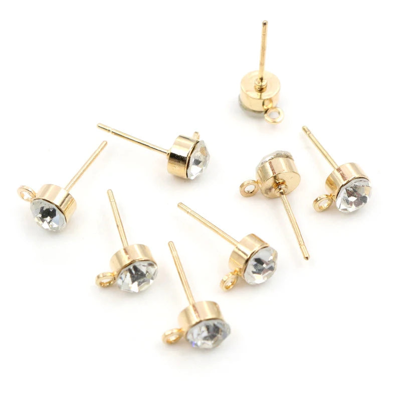 50pcs Zircon Stud Earrings Pins – DIY Jewelry Making Accessories