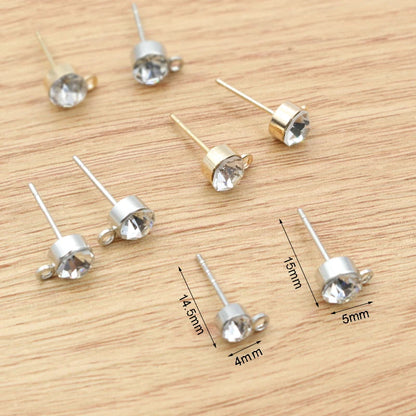 50pcs Zircon Stud Earrings Pins – DIY Jewelry Making Accessories