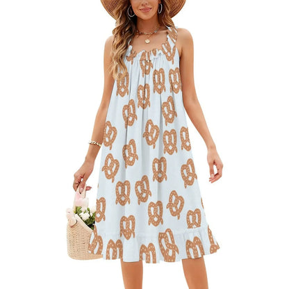 Cute Pretzel Print Women’s Streetwear Party Dress