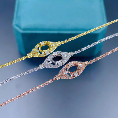 Sterling Silver DIY Bracelet Holder with 4x6mm Ellipse Zircon