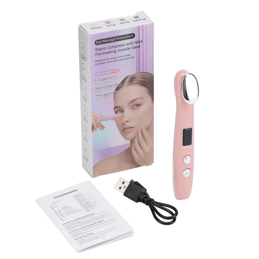 Eye Beauty Device Hot Compress Vibration Massager for Dark Circles & Puffiness