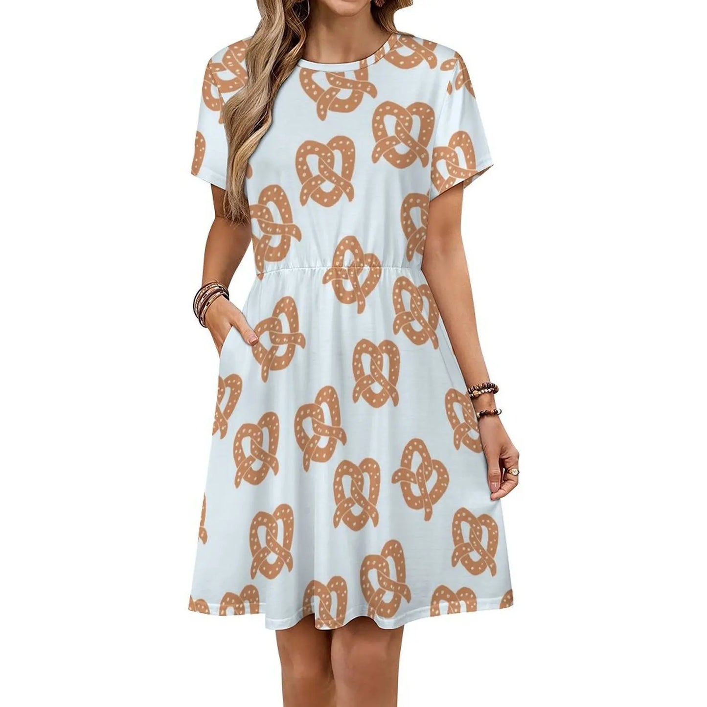 Cute Pretzel Print Women’s Streetwear Party Dress