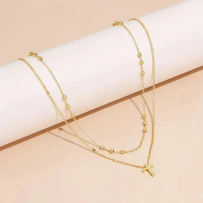 Women’s Imitation Pearl Necklace Set – Gold Love Pendant