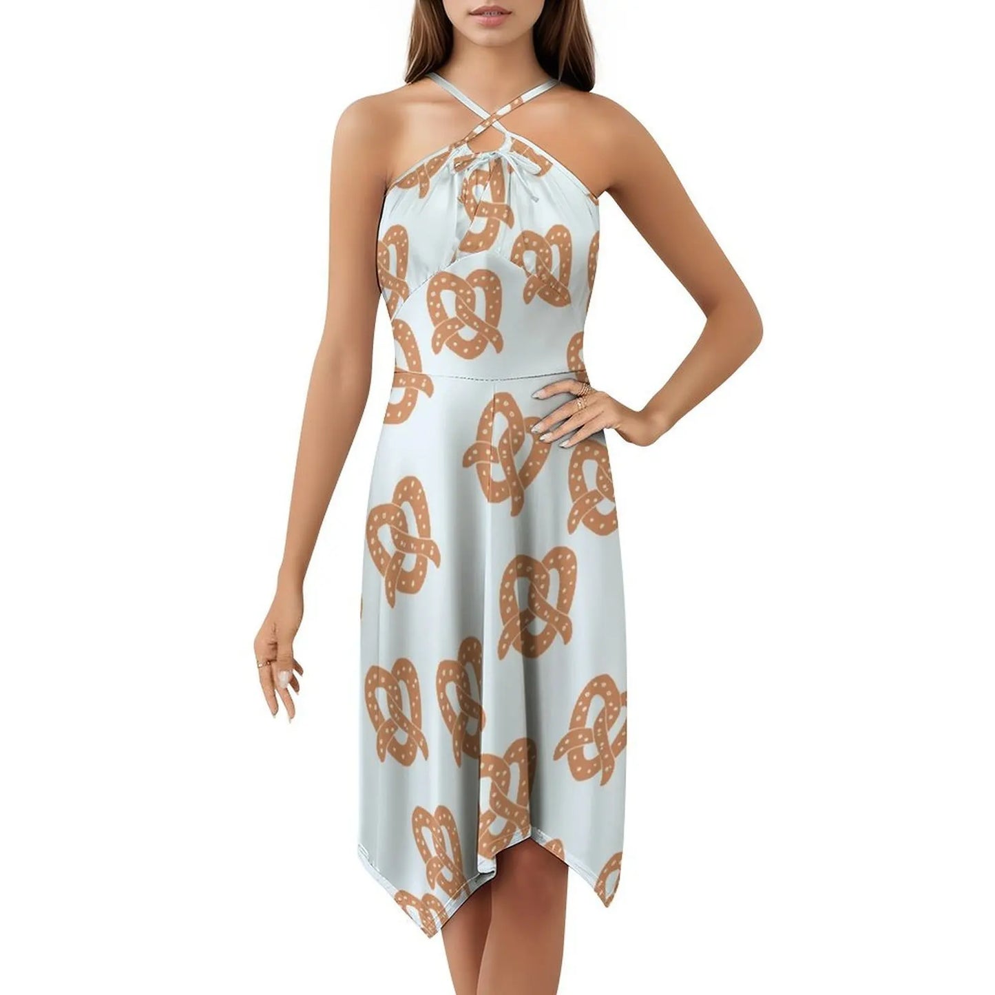 Cute Pretzel Print Women’s Streetwear Party Dress