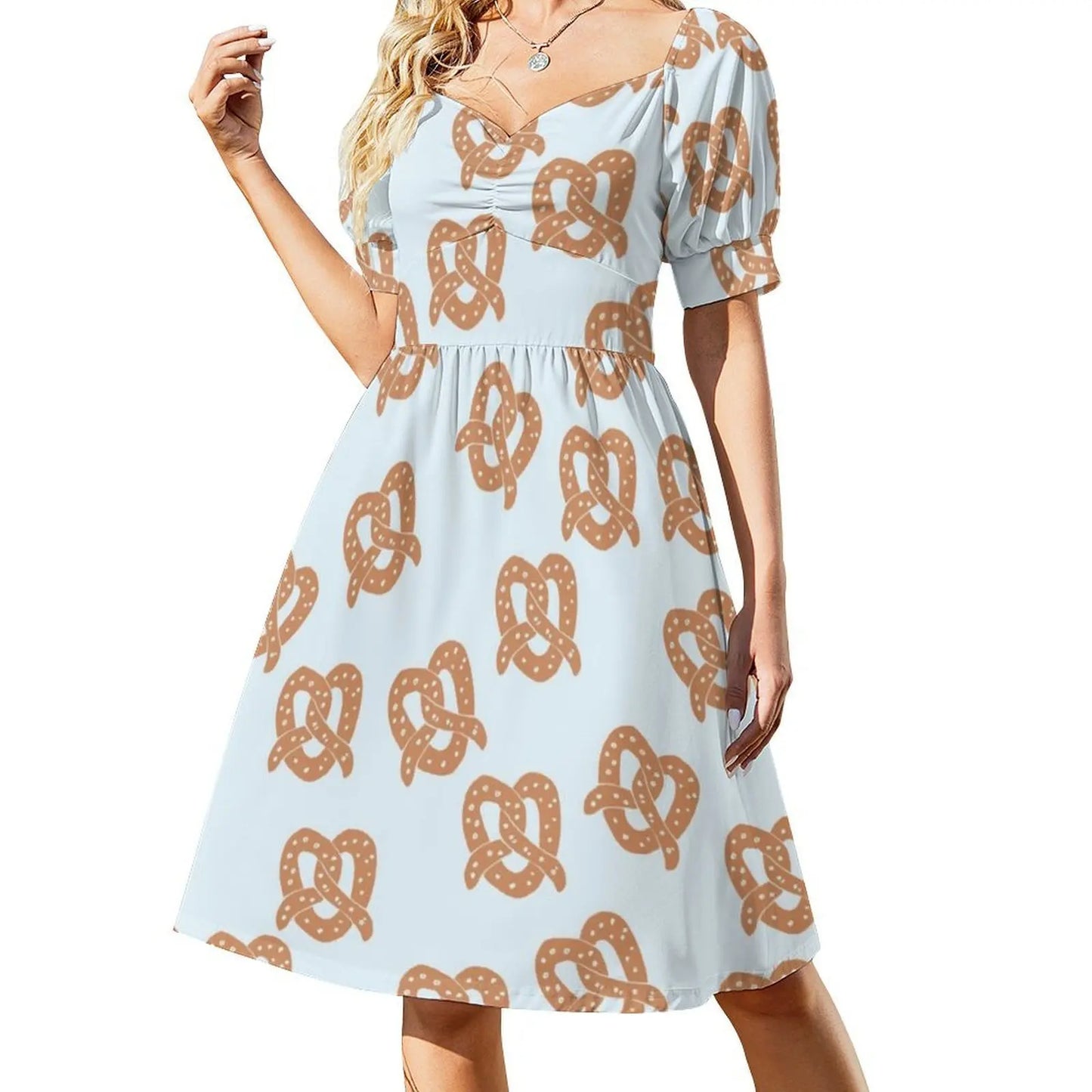 Cute Pretzel Print Women’s Streetwear Party Dress