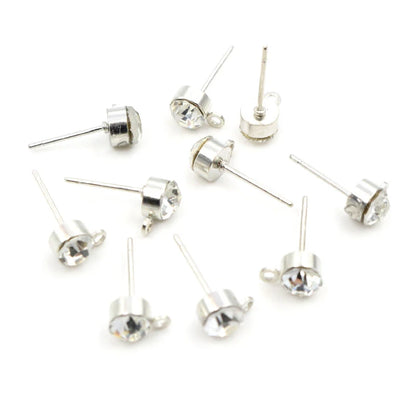 50pcs Zircon Stud Earrings Pins – DIY Jewelry Making Accessories