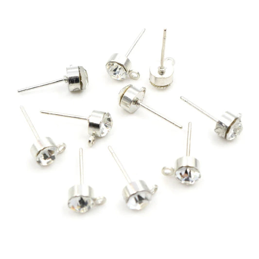 50pcs Zircon Stud Earrings Pins – DIY Jewelry Making Accessories