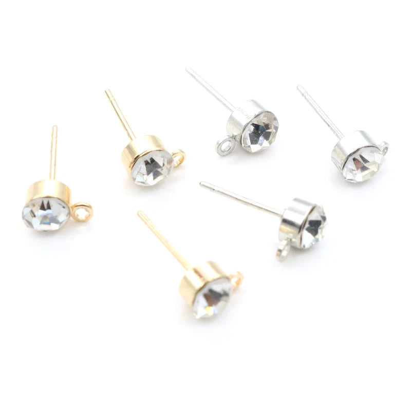 50pcs Zircon Stud Earrings Pins – DIY Jewelry Making Accessories