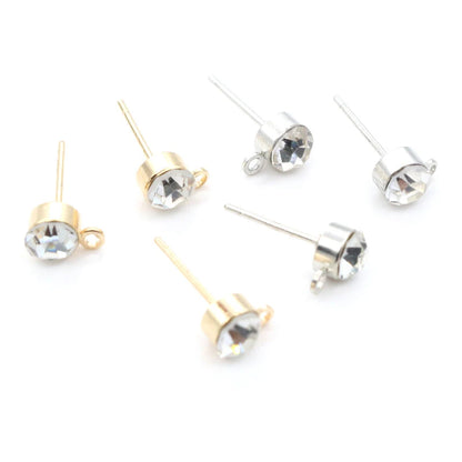 50pcs Zircon Stud Earrings Pins – DIY Jewelry Making Accessories