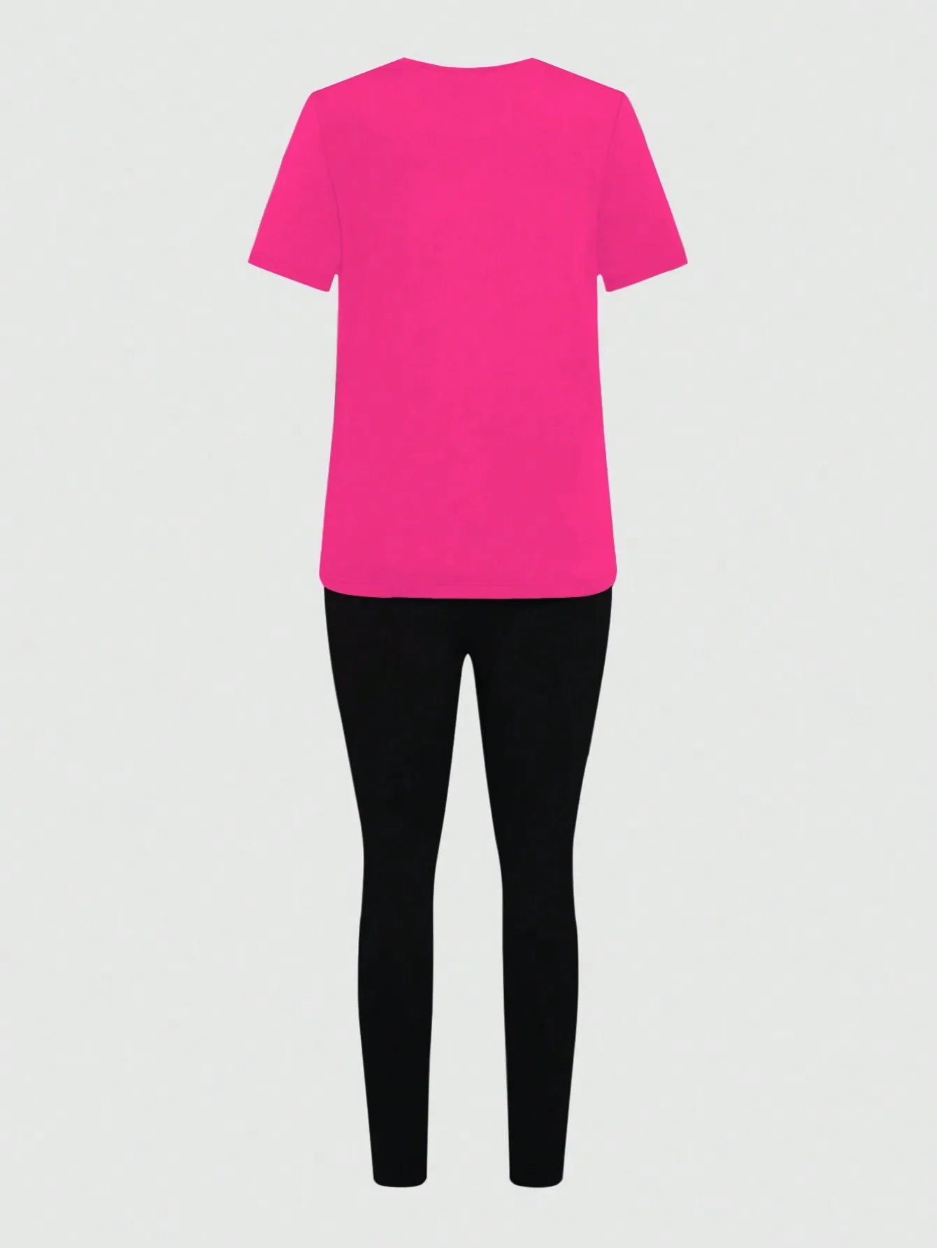 Rainbow Lips Print 2-Piece Set Pink T-Shirt & Black Leggings